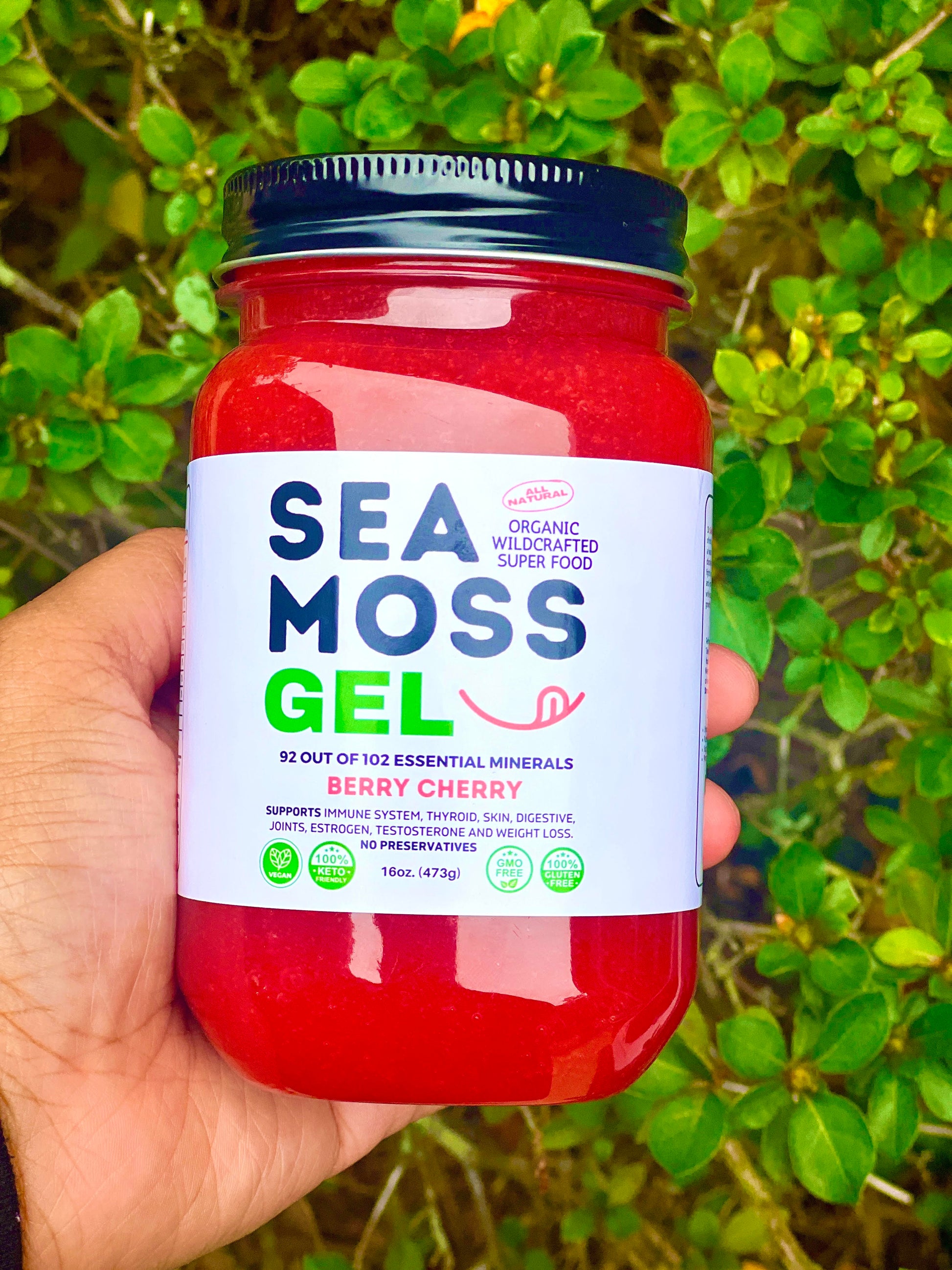 Berry Cherry Sea Moss Gel - Dr. Sebi Inspired 100% Raw Organic